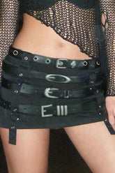 American Punk Style Belt Short Skirt